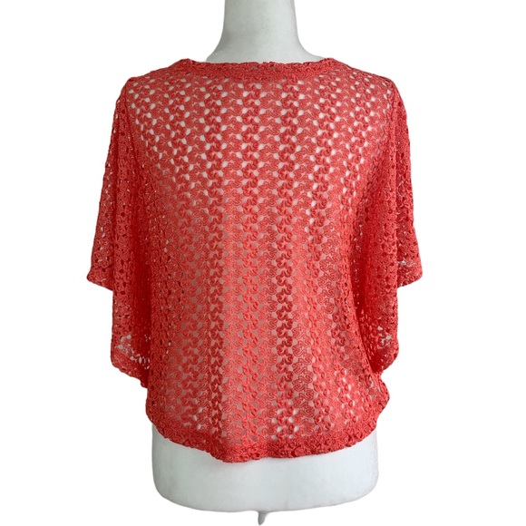 Coral Crochet Style Batwing Sheer Top - Picture 5 of 7